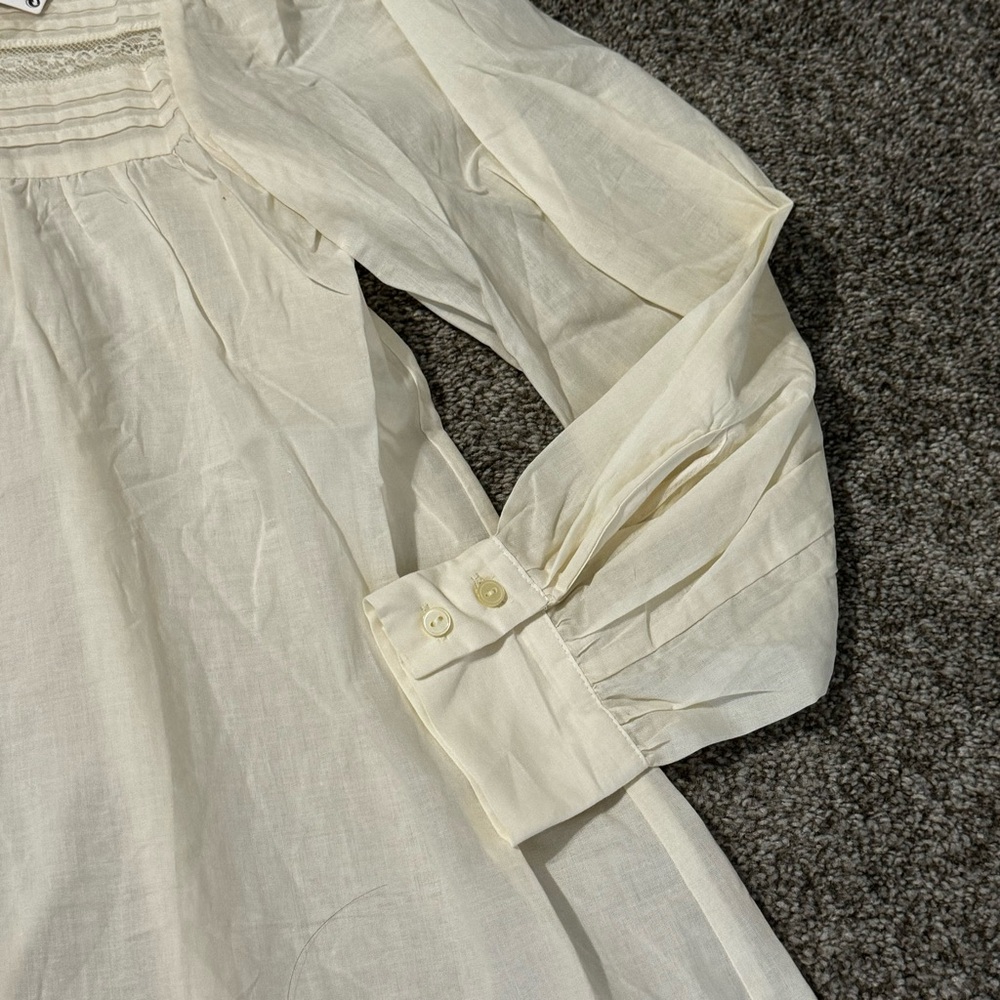 Nwt Mango Mng Size 4 Sml Boho Cream Blouse Puff S… - image 5